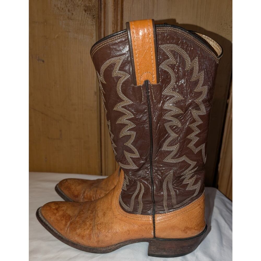 Vintage Bona Allen Cowboy Boots Ostrich Leather Western Size 8D